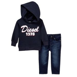 NEW  DIESEL boys designer 2pc logo hoodie & jeans set 5y